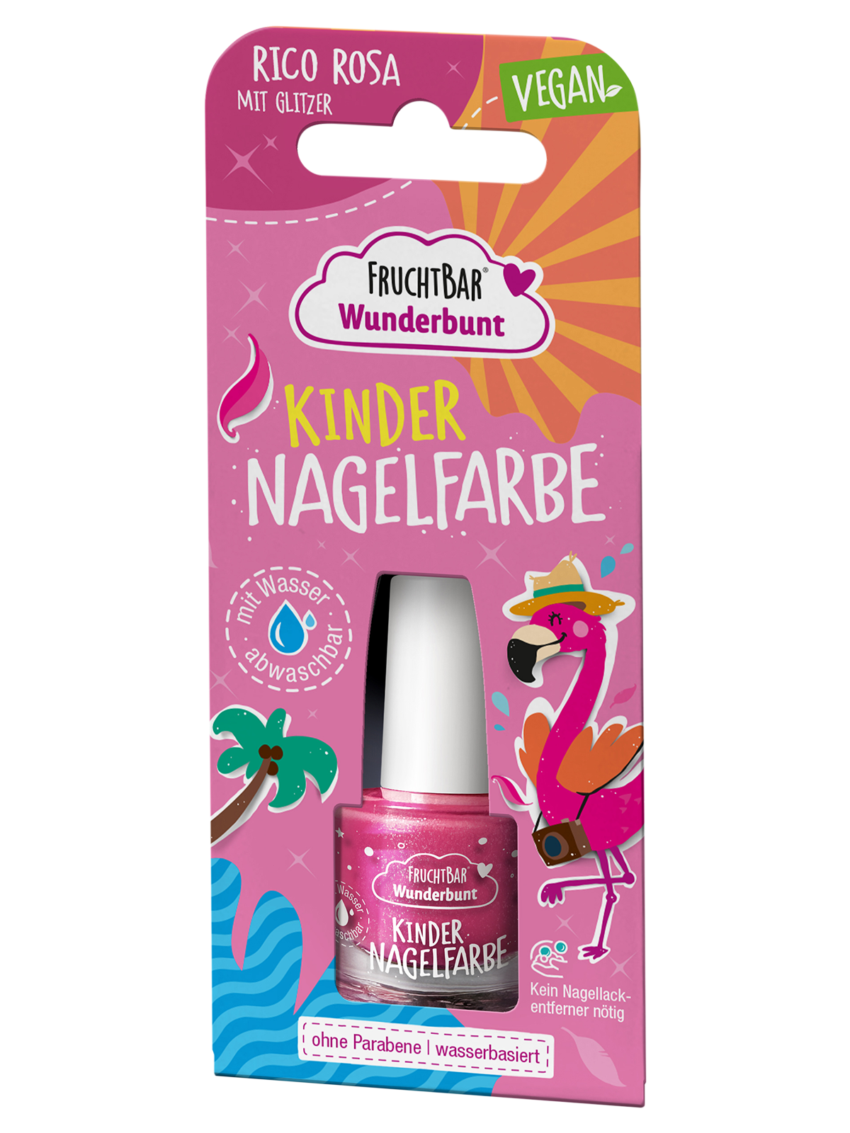 Kinder Nagelfarbe "Rico Rosa mit Glitzer"