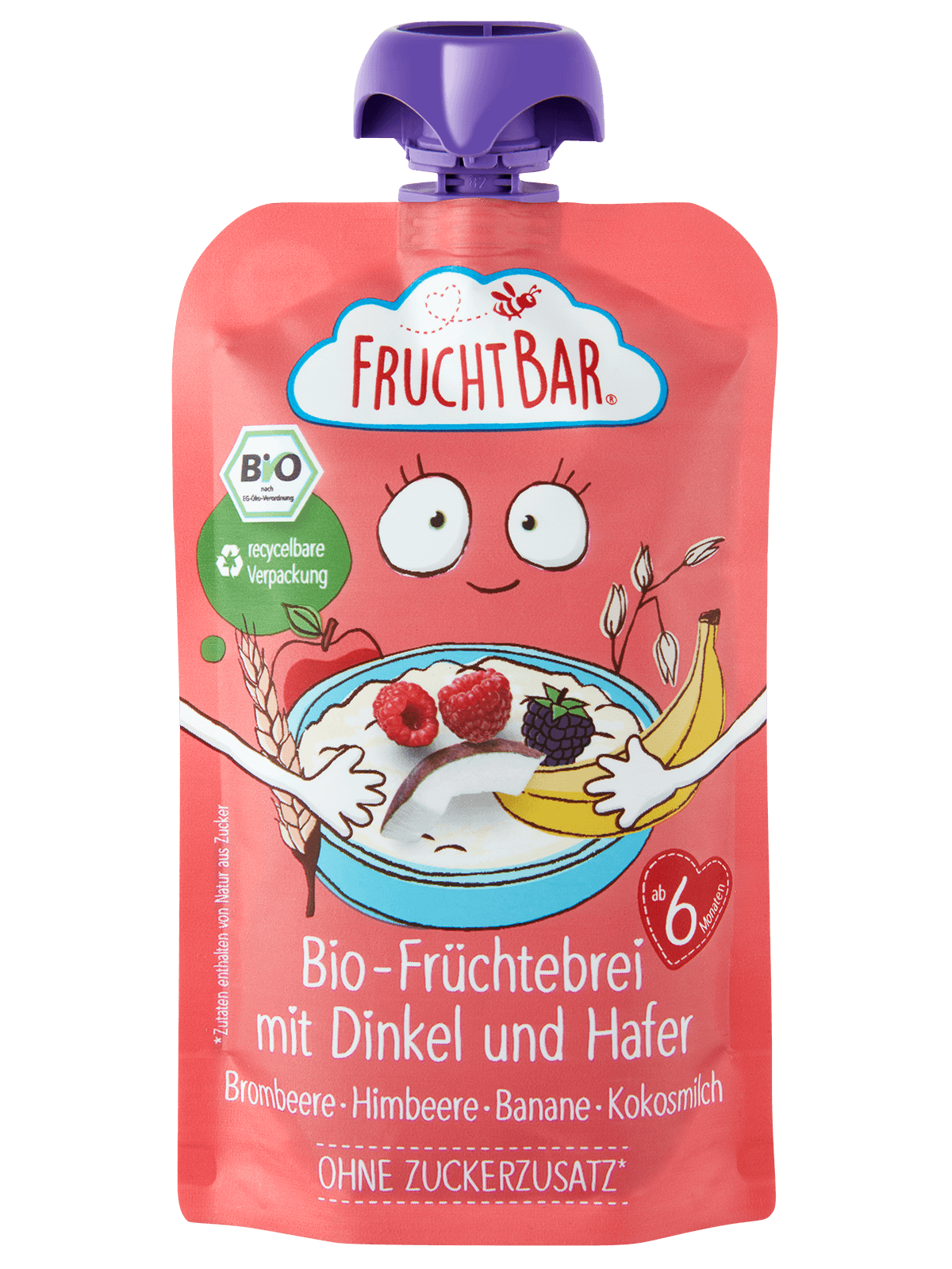 Bio Quetschie Früchtebrei mit Dinkel und Hafer, 120g